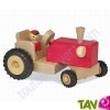 Tracteur rouge et son chauffeur en bois 14x23 cm