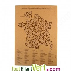 Cahier recycl� A4 grands carreaux 48 pages �colier carte de France