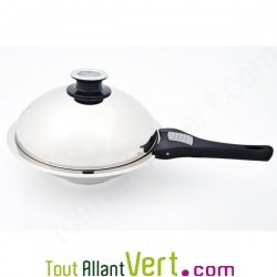 Wok avec poign�e amovible Basse Temp�rature 24 cm inox 18/10 ABE