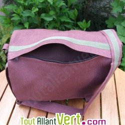 Sac � bandouli�re urbain Besace Deluxe, chanvre biologique, 37x30x18cm, marron