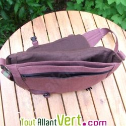 Sac � bandouli�re urbain Besace Deluxe, chanvre biologique, 37x30x18cm, marron