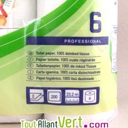 Papier toilette 100% recycl� - Lot 6 rouleaux