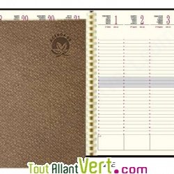 Agenda recycl� 2009 � la semaine sur 2 pages Natur\'l 27x21cm Coloris Terre