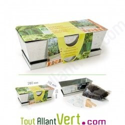 Jardini�re en zinc de culture 3 Basilics bio + terreau et graines
