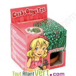 Pot terre cuite enfant Cressonnette + terreau et graines bio, 12 cm