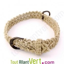 Collier chien r�glable en chanvre biologique, naturel, 60 cm