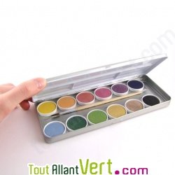 Boite 12 peintures � l\'eau couleurs naturelles + pinceau