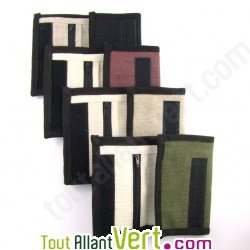 Portefeuille trois volets, chanvre biologique, 9x14cm