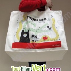 Grand sac cabas coton biologique \"Think bio\" by Virgo, 55x43 cm
