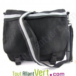 Sac � bandouli�re urbain Besace Deluxe, chanvre biologique, 37x30x18cm, noir