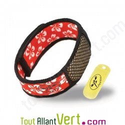 Bracelet anti-moustiques aux huiles essentielles Parakito Fleurs et Rouge