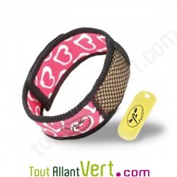 Bracelet anti-moustiques aux huiles essentielles Parakito Coeur Rose