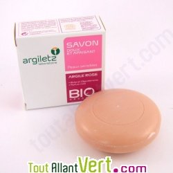 Savon bio � l\'argile rose, parfum rose, 100g