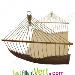 Hamac 2 personnes, bois et chanvre, naturel