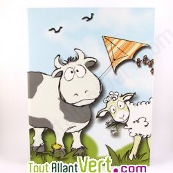Classeur recycl� vache, 2 anneaux, A4, dos 3 cm