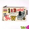 Trousse ecole pour crayons en coton biologique "El�phant", 21 x 12 cm