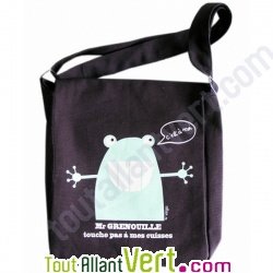 Sac besace enfant en coton bio "Grenouille" 25 x 23 x 6 cm