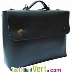 Cartable cro�te de cuir recycl�e mate grise, 29x37x10cm