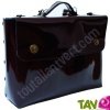 Cartable cro�te de cuir recycl�e vernie prune, 29x37x10cm