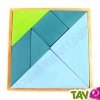 Tangram en bois bleu et vert, 23x23 cm
