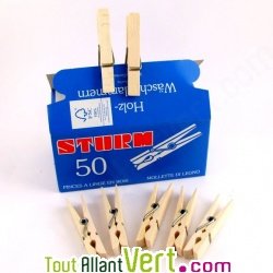 Pinces � linge en bois FSC, lot de 50