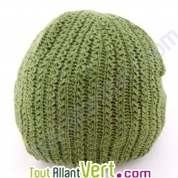 Bonnet court chanvre biologique vert, 17,5 cm