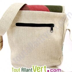 Sac � main arc-en-ciel, chanvre bio, naturel, 26x24x6cm