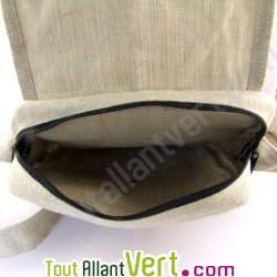 Sac � main arc-en-ciel, chanvre bio, naturel, 26x24x6cm