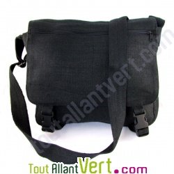 Sac � bandouli�re urbain Besace, chanvre biologique, 35x29x10cm, noir