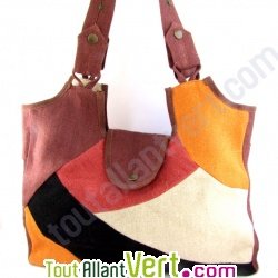 Sac d'�paule Mosa�que chanvre bio, 43x28x9cm