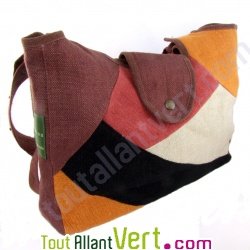 Sac d\'�paule Mosa�que chanvre bio, 43x28x9cm