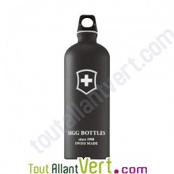 Gourde SIGG 1 litre Classic Croix Suisse Noire sans BPA