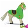 Cheval vert en bois 17cm