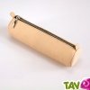 Trousse en cuir ronde couleur naturel