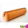 Trousse en cuir ronde couleur naturel