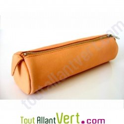 Trousse en cuir ronde couleur naturel