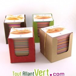 Bloc cube papier recycl� 250 feuilles multi-couleur, 11 cm