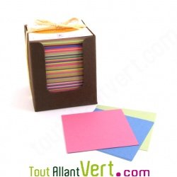 Bloc cube papier recycl� 250 feuilles multi-couleur, 11 cm