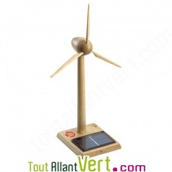 Petite �olienne solaire de bureau en bois 30cm
