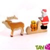 P�re No�l, tra�neau, renne + cadeaux en bois 15 cm
