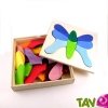 Jeu d'�veil puzzle cr�atif 4 papillons en bois multicouleurs 21x21cm