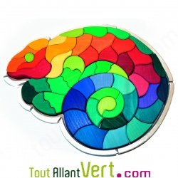 Puzzle Cam�l�on g�ant arc-en-ciel 50 pi�ces en bois 42x33x4cm