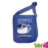 Sac besace bleu enfant en coton bio Baleine C�tac� 25 x 23 x 6 cm