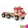 Camion rouge et son chauffeur en bois 21x40 cm