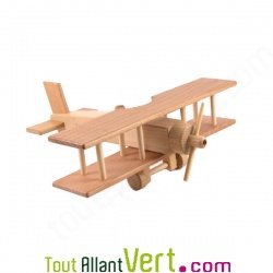 Avion biplan a�ropostale grand mod�le en bois 23.5x24x8.5cm