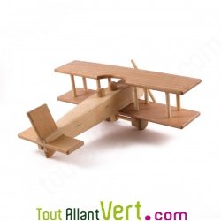 Avion biplan a�ropostale grand mod�le en bois 23.5x24x8.5cm
