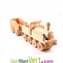 Train Locomotive + wagon, en bois naturel Equilibrist