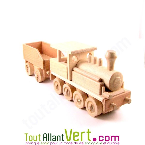 Train Locomotive + wagon, en bois naturel Equilibrist ~ Train Bois Electrique Train Locomotive + wagon, en bois naturel Equilibrist ~ Train Bois Electrique