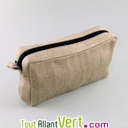 Petite trousse de toilette, chanvre bio, 7x11x20cm, naturel
