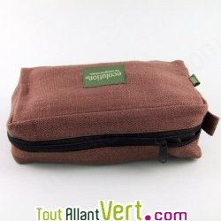 Petite trousse de toilette, chanvre bio, 7x11x20cm, marron